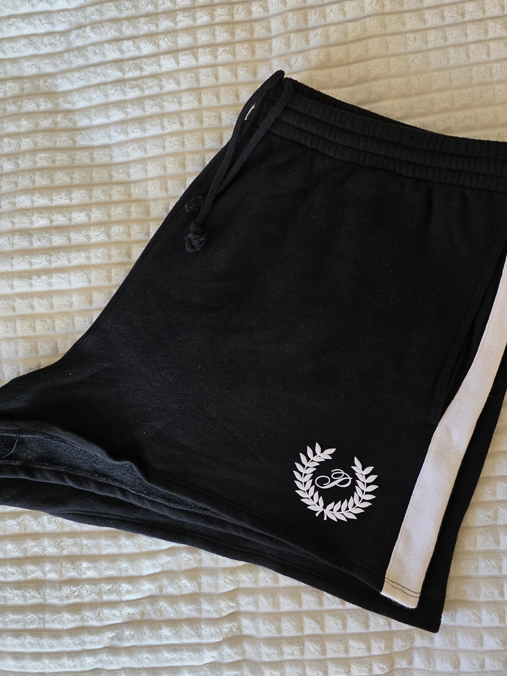 VS Pink Women's XL Black Shorts with White Contrast Stripe